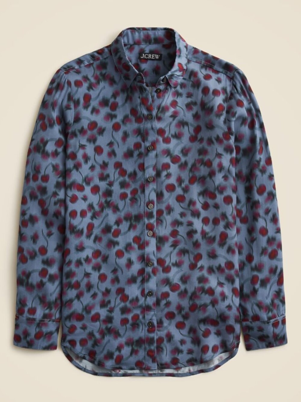 J. Crew drapey button up shirt in cherry printed viscose